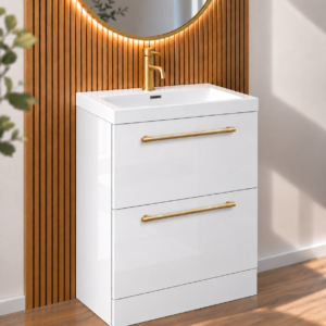 Muro 600 Brushed Brass Floor Standing Short Projection