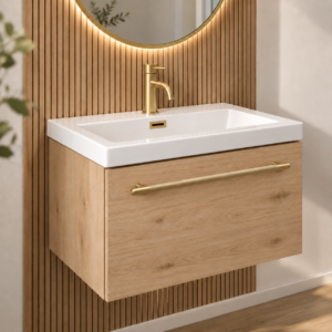 Muro 600 Brushed Brass Wall hung Short Projection