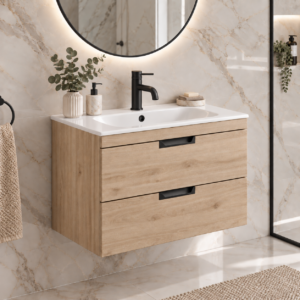 Aubrey Oak 800 2 Drawer Wall Hung Vanity