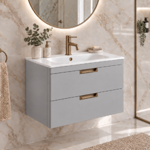 Aubrey Grey 800 2 Drawer Wall Hung Vanity