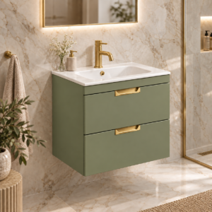 Aubrey Sage 600 2 Drawer Wall Hung Vanity